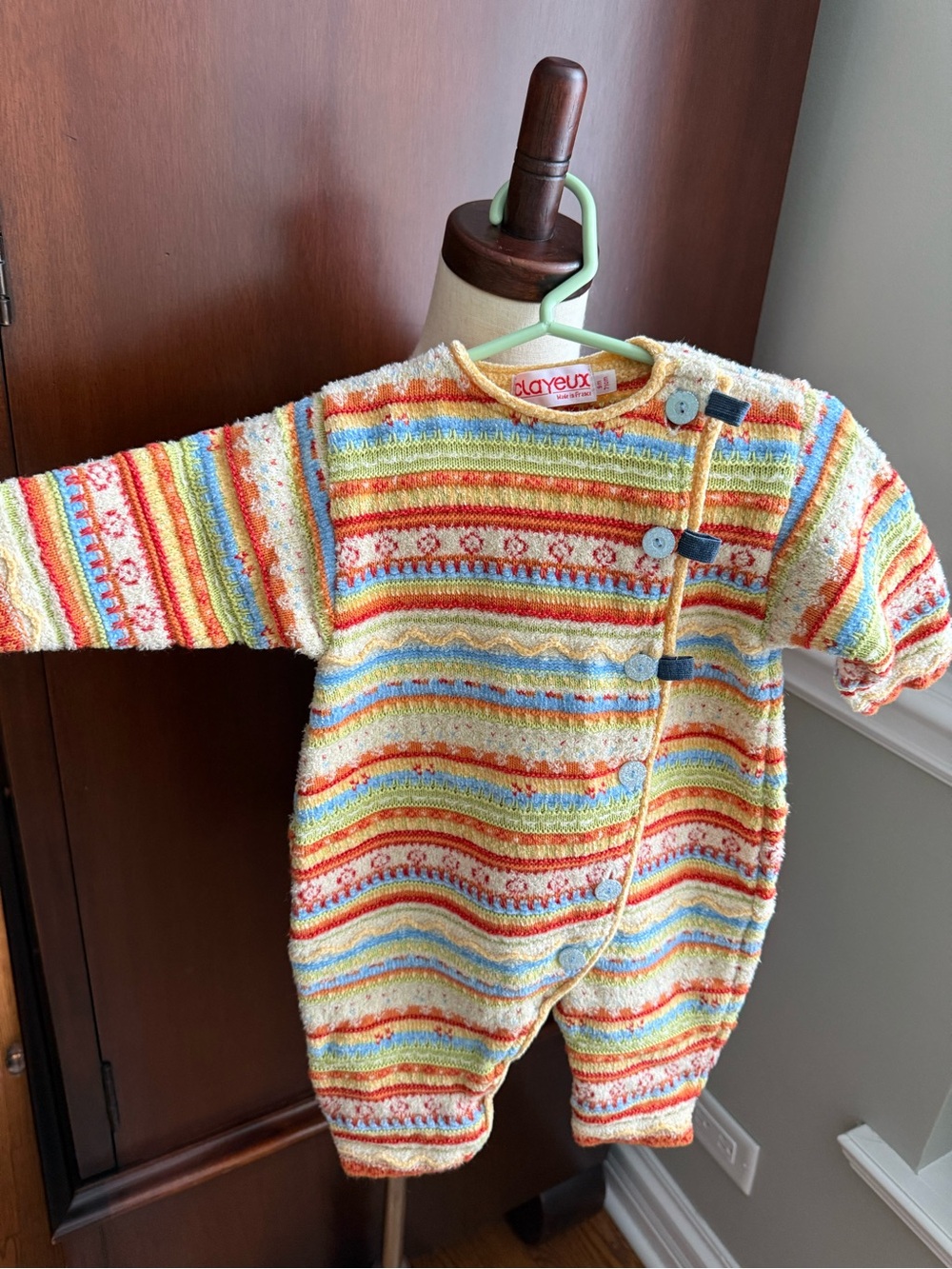 Clayeux Multicolor Striped Knit Baby One-Piece